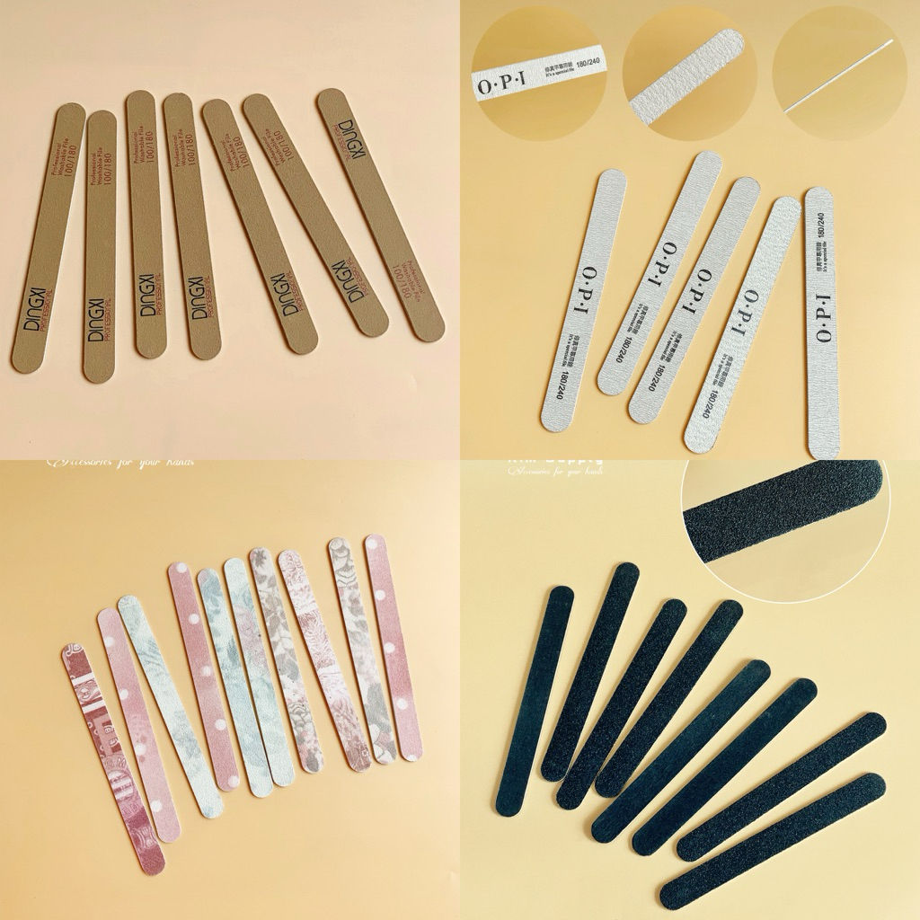 Lốc 10 Dũa mỏng dũa móng thật Đen, hoa, dingxi, opi
