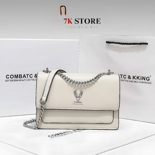 Túi xách nữ đeo chéo dáng vuông fullbox đeo vai dây xích bạc 7K STORE TX02