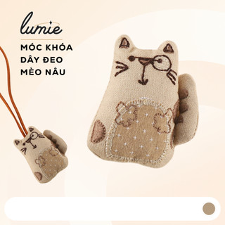  Móc Khóa Dây Đeo Mèo Nâu Handmade Charm Trang Trí Balo Phụ Kiện Gắn Túi Xách Vintage Cottagecore 