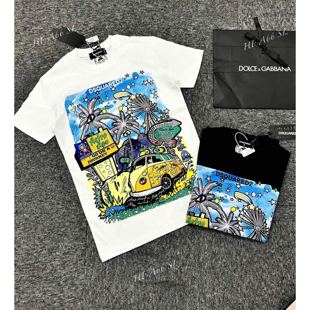 Bộ cộc tay hè DSQ DSQuared2 cây dừa 2025 chất liệu cotton cao cấp mềm mịn-thoáng mát