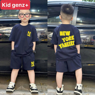 Bộ áo thun yankee vàng + quần short bé trai , set áo phông quần cộc trẻ em unisex form xuông , kid genz