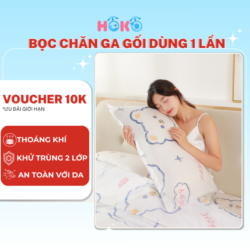Bọc Chăn Ga Gối Trải Giường Khách Sạn, Homestay Dùng 1 Lần Đi Du Lịch Tiện Lợi HOKO