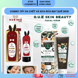 Combo Tẩy tế bào da chết Than Hoạt tính 65ml và Sửa rửa mặt Quê skin 60ml hàng chuẩn giá sỉ