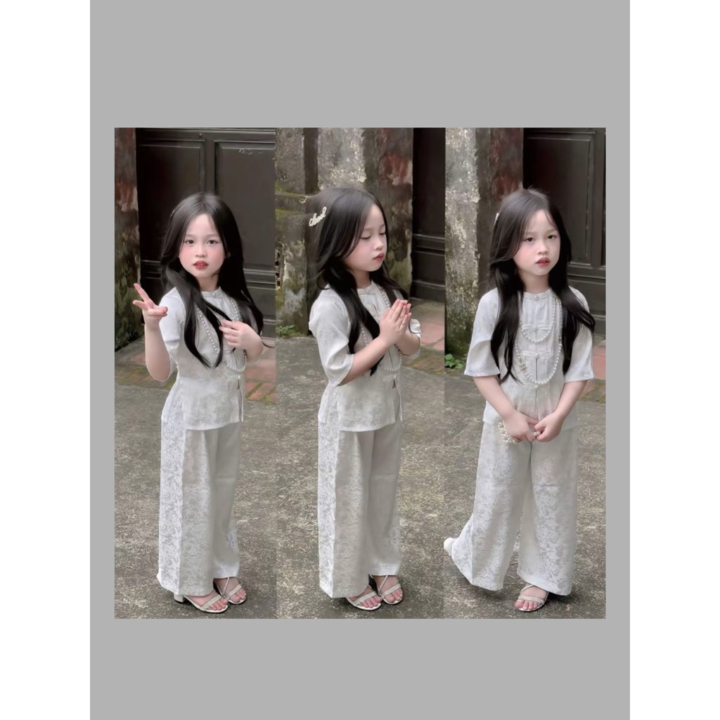 Pháp phục đi chùa Mẹ&bé gái Khánh Ân(Nhà Xuka handmade)