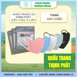 [Set 200 Cái] Khẩu Trang 5D Thịnh Phát Chính Hãng Vải 3 Lớp Kháng Khuẩn Lọc Bụi Mịn Chống Tia UV