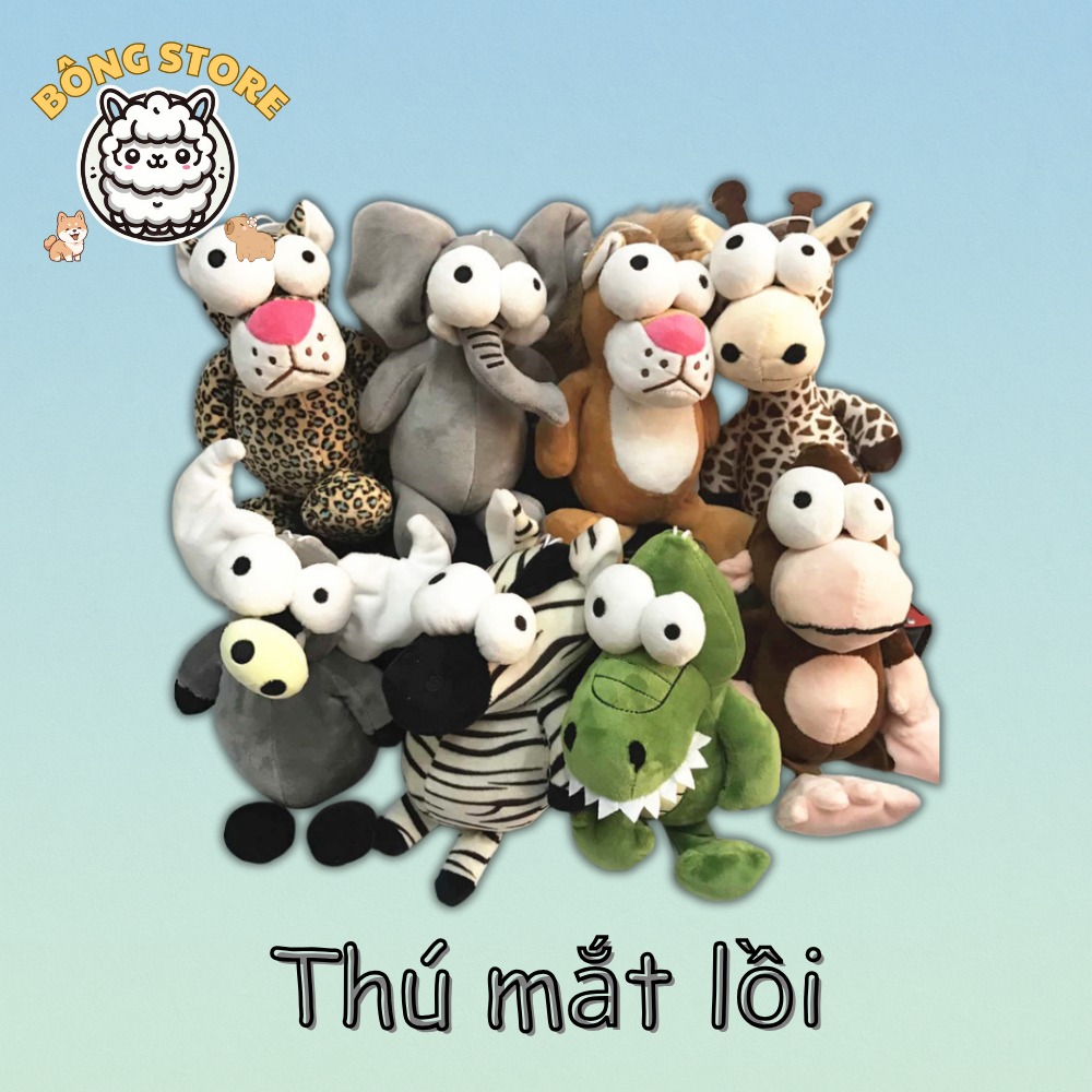  Gấu bông Thú mắt lồi 25 cm vô tri dễ thương mềm mại đáng yêu Thú nhồi bông cao cấp Quà tặng Gấu Bông Cute - Bông Store 