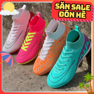 [KHÂU ĐẾ + TẶNG KÈM TẤT] Giày Bóng Đá Cổ Cao Superfly 9 Cổ Dệt Kim, Đế Cao Su TF