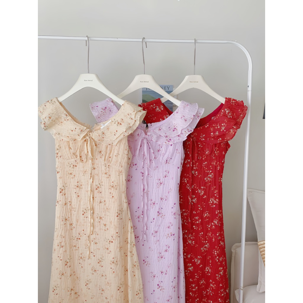 Váy hoa nhí dáng dài phối cổ bèo đi biển siêu xinh xixeoshop - V49 | BigBuy360 - bigbuy360.vn