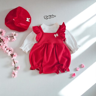 [4-11kg] Body yếm len đỏ RIOKIDS RIOKIDS quần áo cho bé gái sơ sinhđầy tháng Lễ Tết Giáng SInh BD162