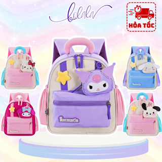 Balo mẫu giáo phong cách HQ siêu hot cho bé 2-6T Cặp đi học kèm móc treo hoạt hình dây đeo phản quang BOLALA STORE BA041