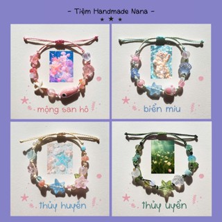 (Sẵn hàng) Vòng tay dây sáp handmade "Biển Mộng" , vòng tay dây rút biển cả đeo cặp, nhóm bạn
