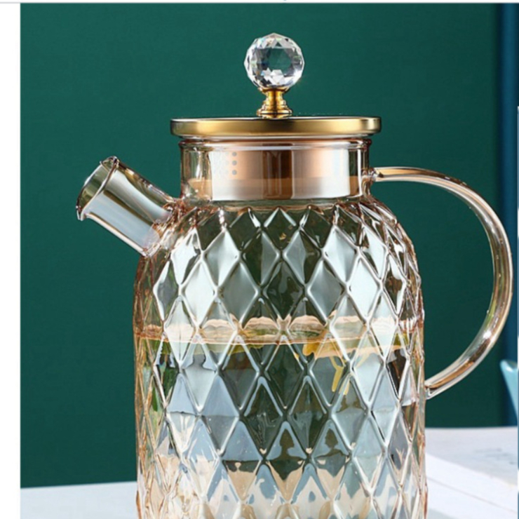 Bình đựng nước thuỷ tinh chịu nhiệt ,Decor , Ca Uống Nước cao cấp Dày Dặn Dung Tích 1,8 Lít, Bao Bù 