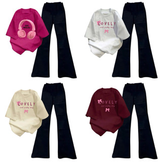 [Hot] Tổng hợp áo phông mẫu mới đủ màu form rộng+Quần dài ống loe trơn chất umi hàn