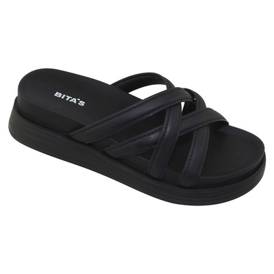 Dép quai ngang nữ Bita's DORACA.04 (Đen + Nâu Kaki)