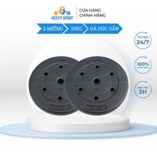 Bộ 2 tạ miếng nhựa Reefit 10kg màu đen có ruột (gồm 2 tạ 10kg)