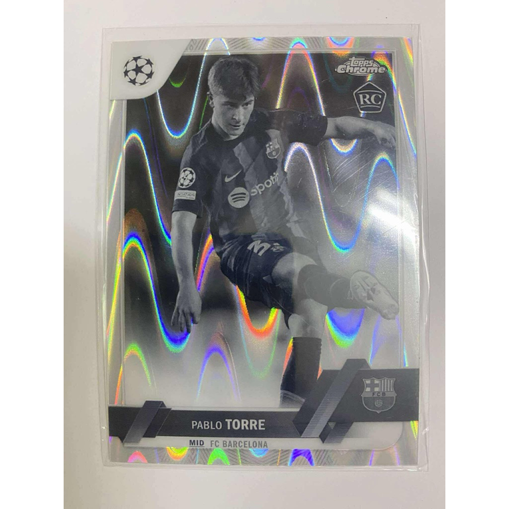 Thẻ bóng đá #L842 Pablo Torre Barcelona Ray Wave Refactor RC Topps Chrome UEFA 2022/23