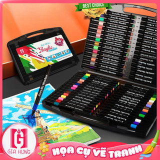 Bút Màu Acrylic Marker 12/24/36/48/60/80 Màu Đầu Brush Vẽ Lên Mọi Chất Liệu, Không Lem [Gia Hưng]