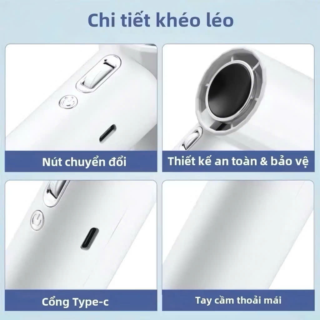 quạt mini 100 cấp gió  cầm tay GS9 quạt phản lực Turbo 6000mAh di động màn hình led hiển thị pin, sạc usb, pin tích điện | BigBuy360 - bigbuy360.vn