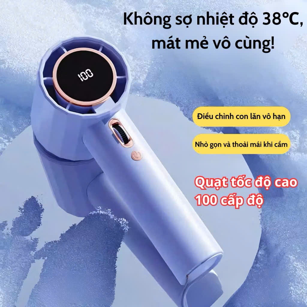 quạt mini 100 cấp gió  cầm tay GS9 quạt phản lực Turbo 6000mAh di động màn hình led hiển thị pin, sạc usb, pin tích điện | BigBuy360 - bigbuy360.vn