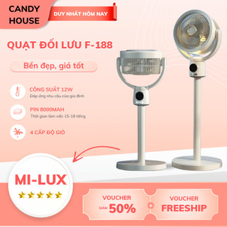 Quạt Tích Điện Đứng Mi-Lux F188 Đối Lưu Không Khí Thế Hệ Mới Pin 8000Mah 4 Cấp Độ Gió Có Điều Khiển