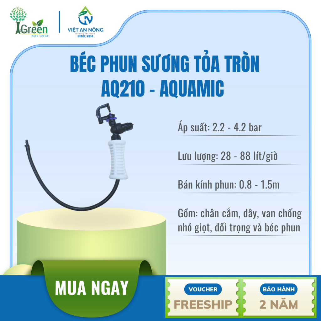 (Combo 5) Béc phun sương tỏa tròn AQ210 Aquamic - VANBTIMAQ210IN