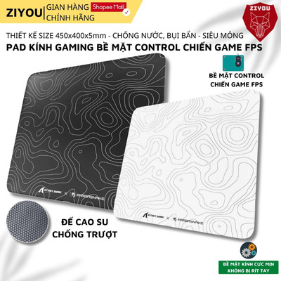Lót Chuột Kính Cường Lực Gaming Attack Shark CM05 Bề Mặt Control Mượt, Chuyên Game FPS Chống Trượt