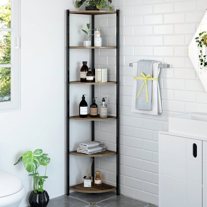 Kệ Góc Sắt Gỗ để đồ phòng tắm (4/5/6 Tầng) giá Kệ Decor Góc Nhà, Kệ Sách Góc Phòng Thiết Kế Gọn Gàng