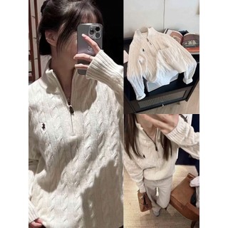  Áo Len Sweater Cổ Khóa logo thêu Ngựa Áo Len thêu ngựa siêu Hot hit 2024 Chất Len vặn thừng cao cấp 