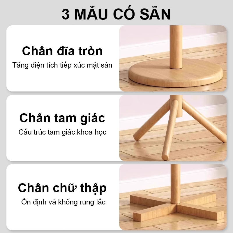 MY Cây treo quần áo 100% gỗ tự nhiên 8, 9 và 10 nhánh-Giá Treo Quần Áo Đứng Các Loại Chất Lượng Cao | BigBuy360 - bigbuy360.vn