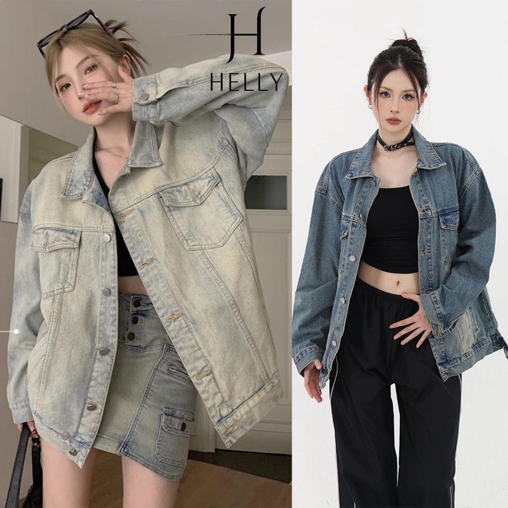 Áo Khoác Jean Nữ Chất Demin Cao Cấp Đứng Form Dày Dặn Wash Màu Retro Cao Cấp Hottrend