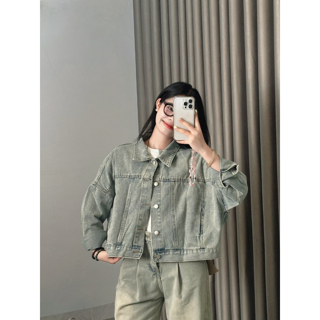 Denim Ngắn Croptop Áo Khoác Jeans Nữ Dáng Lửng cá tính DORIA Aokhoacbo8038_P11