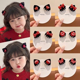 Kẹp tóc Tai Mèo Càng cua 2 bên mái cho bé Màu đỏ