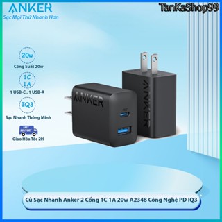 Củ Sạc Nhanh Anker 2 Cổng 1C 1A 20w A2348 Công Nghệ PD IQ3