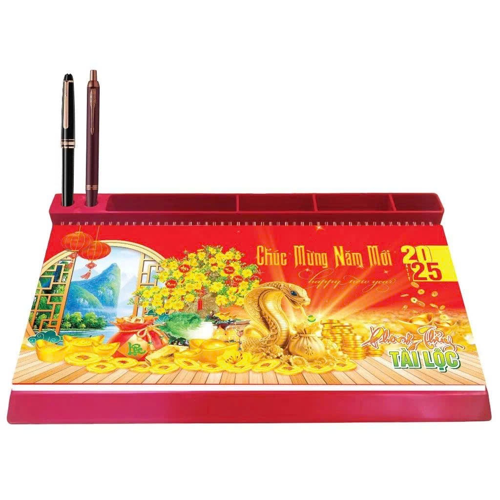 Lịch tết 2025 lịch để bàn 53 tuần đế nhựa (13x28cm)