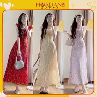 Váy Hoa Nhí Dáng Dài Phối Cổ Bèo, Váy Đi Biển 2 Lớp Siêu Xinh Hoadanbistore