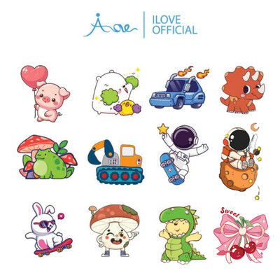 Combo 5 cái, Decal IN PET, Ủn Nhiệt hiệu AORE cao cấp, Sticker hoạt hình ngộ nghĩnh in ủn nhiệt lên quần áo, phụ kiện
