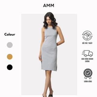  Váy Khoét Nách NỮ AMM Dáng Dài Chất Liệu Vải Rib Mềm Mại Thoáng Mát Co Dãn Tốt Ôm Dáng Cơ Thể W-DS22S-014 