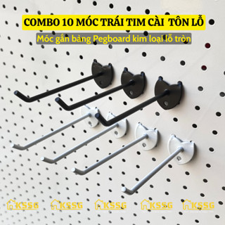 Combo 10 móc trái tim cài tấm tôn lỗ, móc cài bảng Pegboard lỗ tròn treo đồ dùng, phụ kiện bảng Pegboard