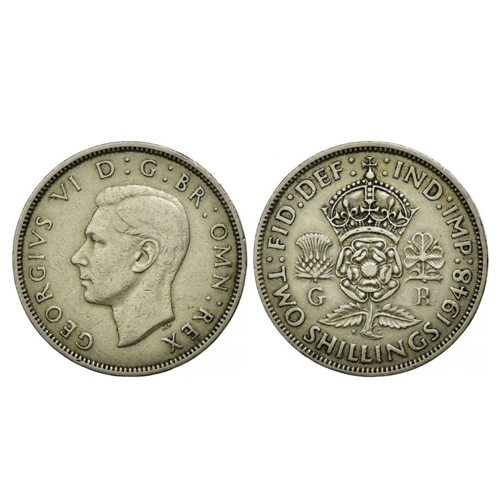 Đồng xu 2 shillings (florin)  1947 - 1957 Anh