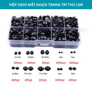 Hộp 1000 mắt nhựa trang trí thú len