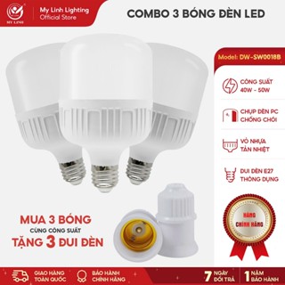 TẶNG ĐUI ĐÈN Combo 3 Bóng LED buld trụ Mỹ Linh công suất 5-50W siêu sáng, tiết kiệm điện