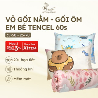Vỏ áo gối nằm vỏ gối ôm 35x50 25x70 trẻ em Lụa Tencel Hân Võ mịn mát, kháng khuẩn an toàn cho da bé