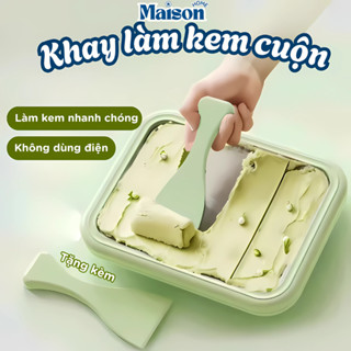 Máy Làm Kem Cuộn Mini Cho Bé Tại Nhà MAISON Không Dùng Điện Inox 304 An Toàn Làm Kem Trong 2 Phút