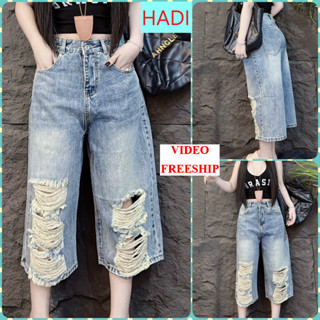 [NCBB2311] QUẦN JEANS NGỐ LỬNG NỮ FORM DÀI QUA GỐI RÁCH 5 MẢNG LAI MÀU XANH NHẠT SIÊU CÁ TÍNH CỰC HOT HIT