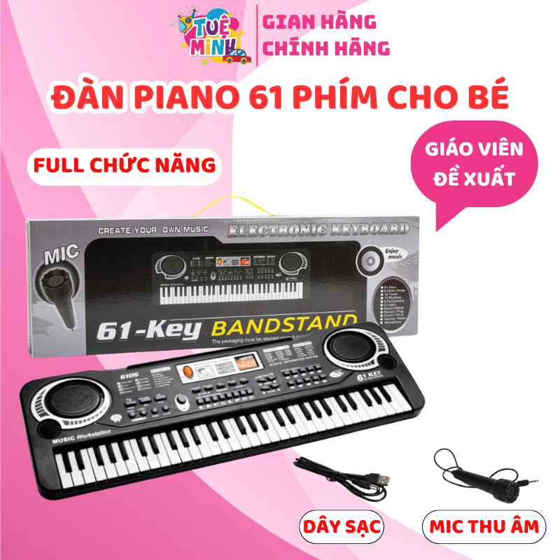 Đàn Piano Cho Bé 61 Phím Kèm Micro, Kết Nối Điện Thoại Và Loa - Đàn Organ Sạc Điện Cho Bé Học Nhạc