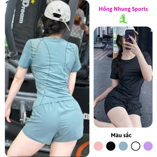 Bộ tập, đồ tập Gym nữ, bộ quần áo tập Yoga, bộ thể thao cộc 2 lớp có túi kéo khoá _B10