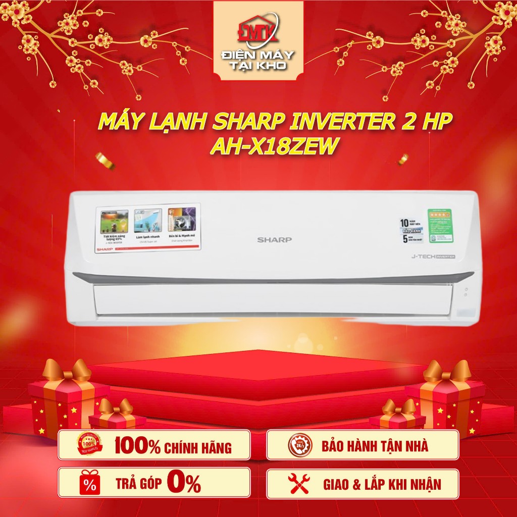 Máy lạnh Sharp Inverter 2 HP AH X18ZEW – Super Jet làm lạnh nhanh – J Tech Inverter tiết kiệm điện – Gas R32