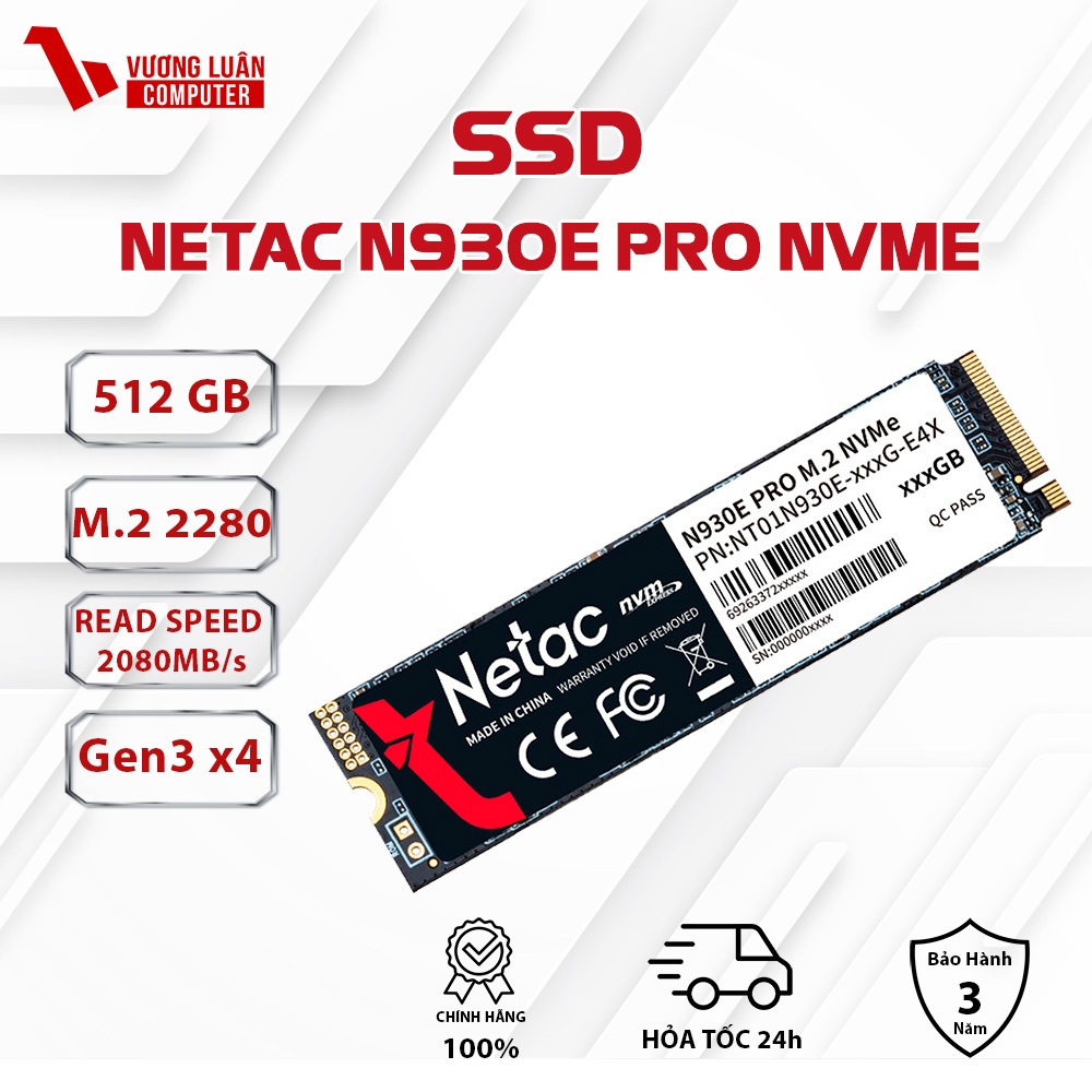 SSD M2 Netac N930E PRO 512GB NVme Gen3x4 Chính Hãng FullVAT