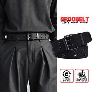 Thắt lưng nam Hieuthuhai sẵn nhiều lỗ bấm, dây nịt lưng bản 4cm chất liệu vải canvas chắc chắn
