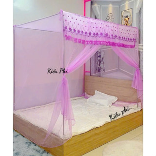 Màn Mùng khung vuông inox ⚡LOẠI 1⚡cửa vén dây tuyn, màn ngủ chống muỗi không cần khoan tường